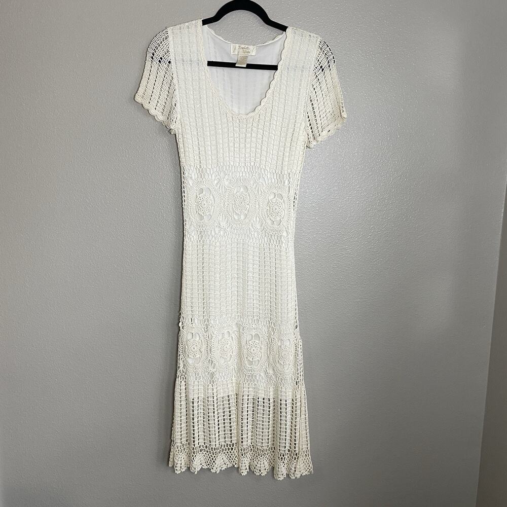 VTG Kroshetta By Papillon Crochet Dress Large Cocktail Church Fairy Boho